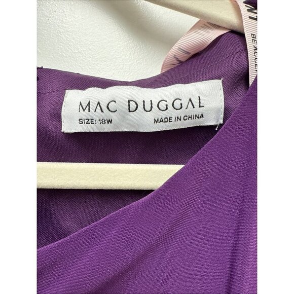 New Mac Duggal Size 18 W Purple 77119 Long Sleeve Cocktail Evening Gown Dress - Picture 5 of 8